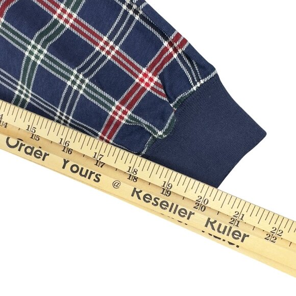 Vintage Tommy Hilfiger Polo Shirt Men XL Plaid Green Collar XL Navy Red Green - Picture 10 of 10